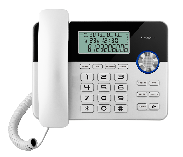 Телефон проводной Texet TX-259 черный-серебристый