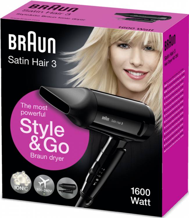 Фен Braun HD 350 SOLO MN BLK BOX (Aurora)