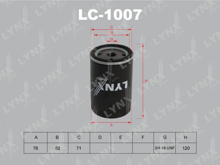 Фильтр масляный LYNXauto LC-1007