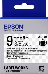 Лента Epson C53S653004 LK3TBN Прозрачная лента 9мм, Прозр./Черн., 9м