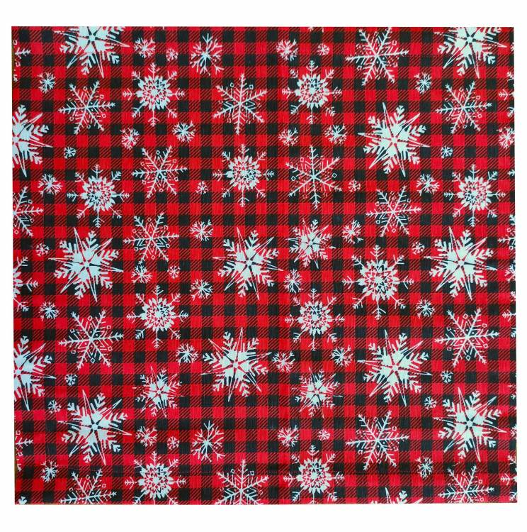 Салфетка KT&I снежинки на красном (ткань дак) 40x40