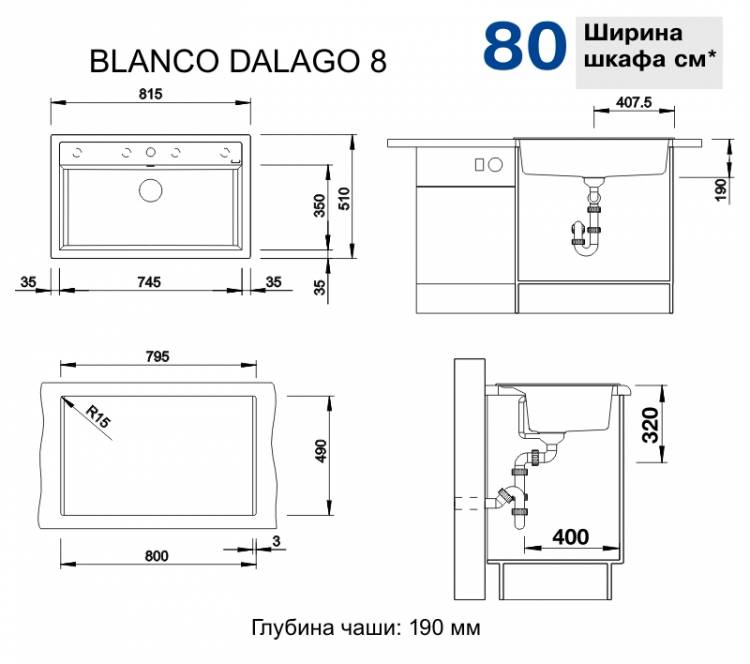 Кухонная мойка Blanco Dalago 8 - черный (525877)