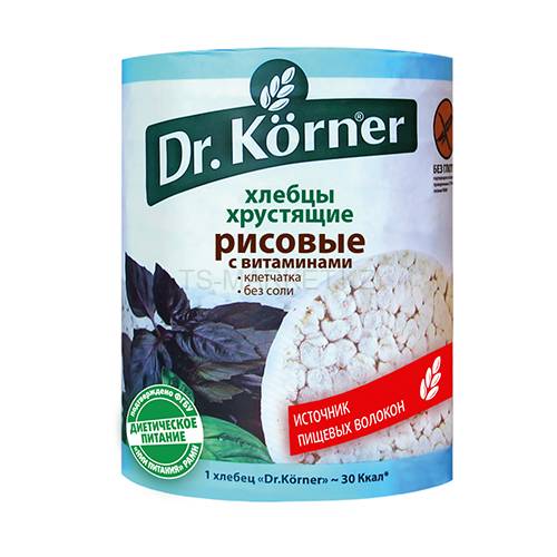 Хлебцы без глютена Dr.Korner Рисовые с витаминами 100гр